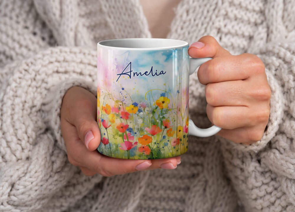 Personalised Flower Meadow Mugs - Image 5