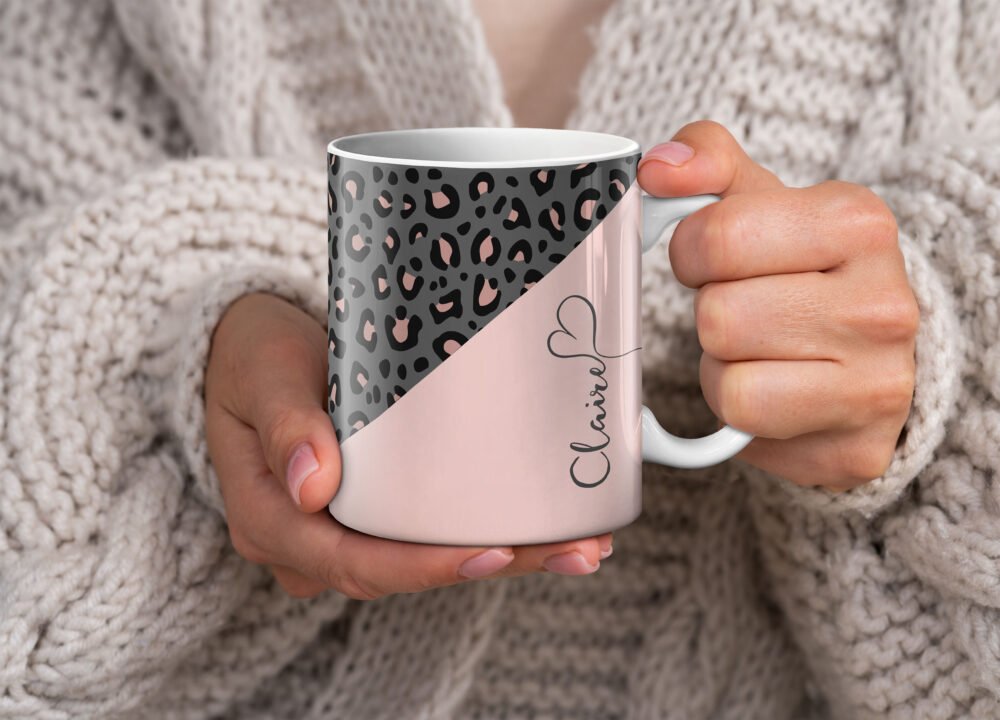 Personalised Pink Animal Print Mugs - Image 7