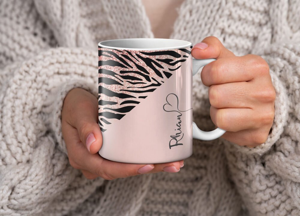 Personalised Pink Animal Print Mugs - Image 4