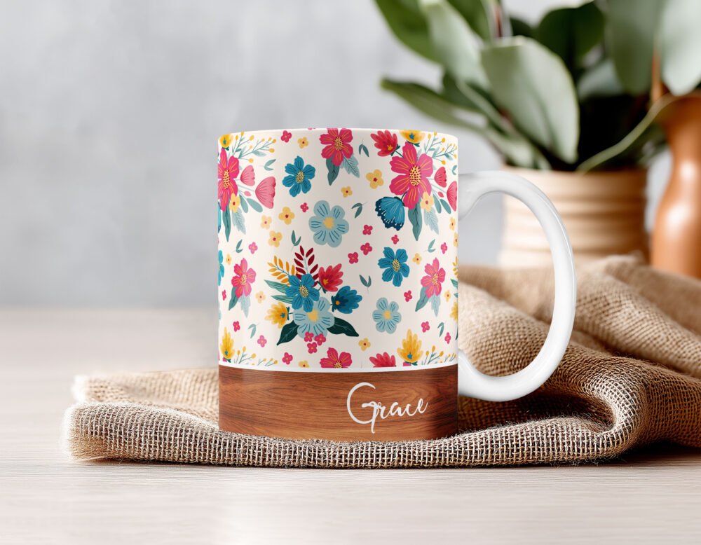 Personalised Floral & Botanical Wood Mugs - Image 7
