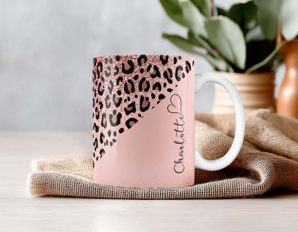 Personalised Pink Animal Print Mugs - Image 6