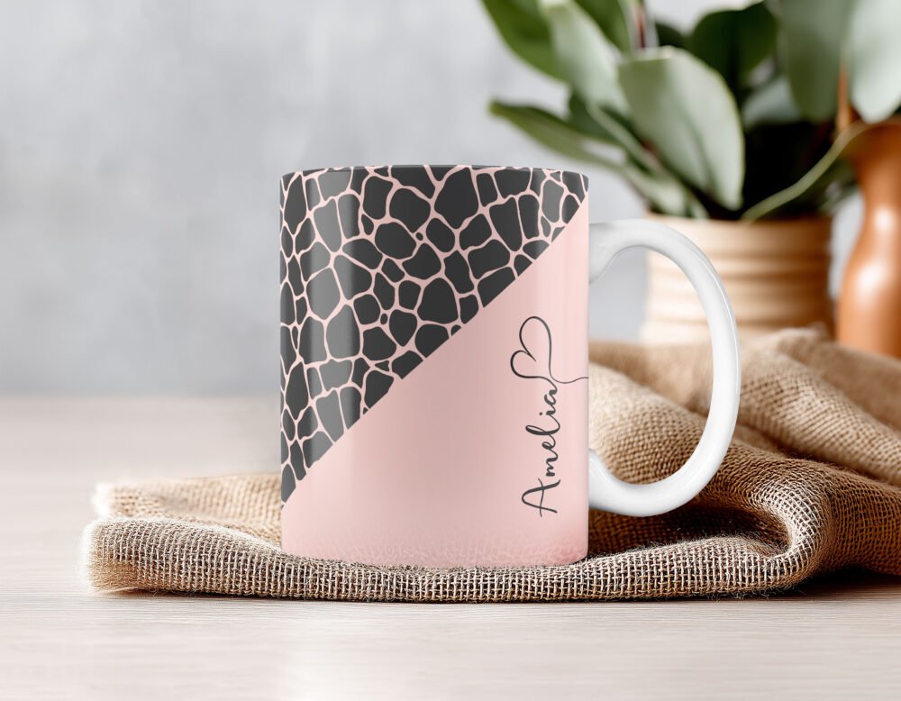 Personalised Pink Animal Print Mugs - Image 2