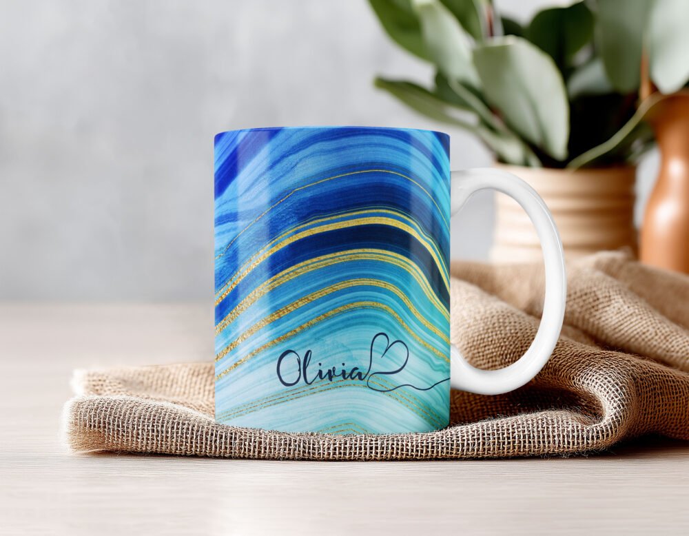 Personalised Agate Watercolour Marble Mugs - Image 3