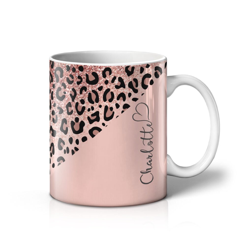 Personalised Pink Animal Print Mugs