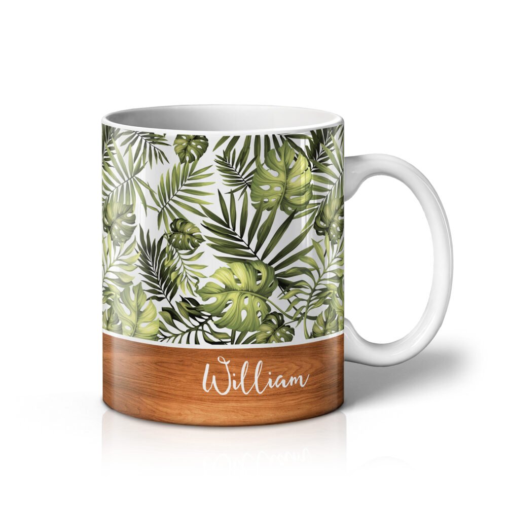 Personalised Floral & Botanical Wood Mugs