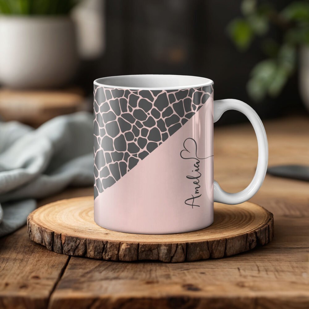 Personalised Pink Animal Print Mugs - Image 3