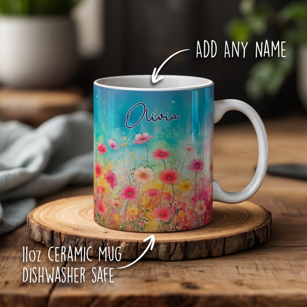 Personalised Flower Meadow Mugs - Image 4