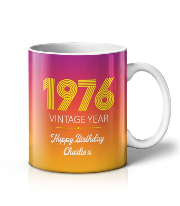 Personalised Retro Year Birthday Mug – Bright Colour Collection